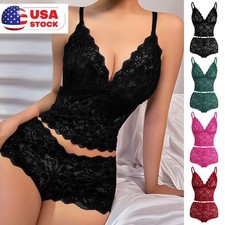 Women Lingerie Gather Push Up Bra and Panty Set Babydoll Bodysuit Underwear New