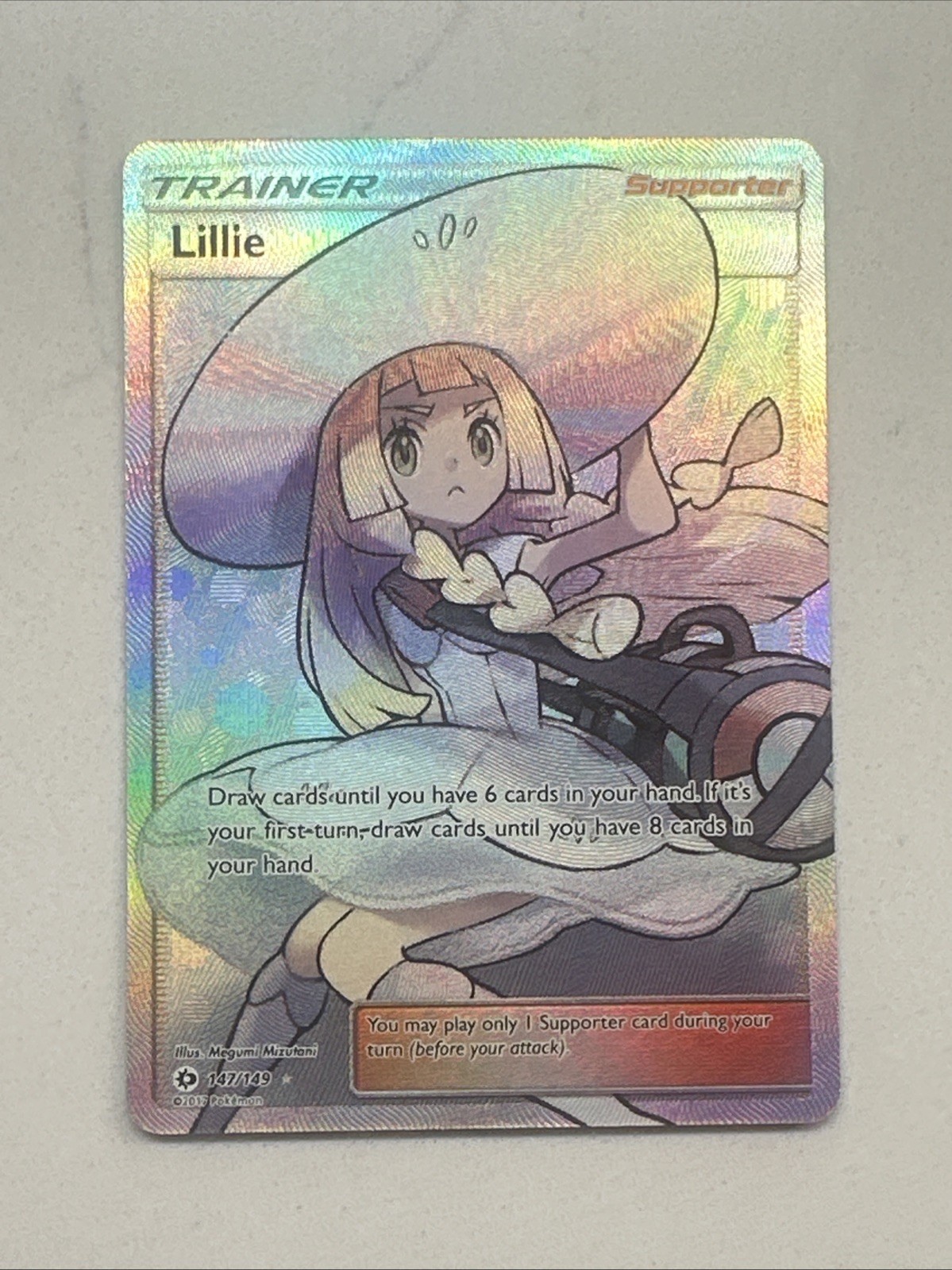 Lillie 147/149 Full Art Trainer Ultra Rare Pokemon Card TCG Sun and Moon Base NM