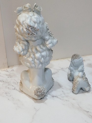 Vintage Spaghetti Pudel Mutter Welpe Figur Kette ohne Leine 50er Jahre Japan - Bild 5 von 10