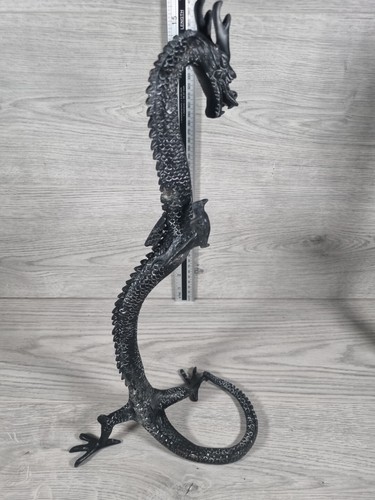 par de grandes dragones chinos de bronce largos de 16"" zodiaco de pie fengshui antiguos - Imagen 6 de 10