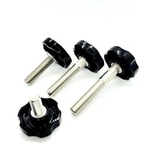 3/8"-24 Fine Thread Stainless Thumb Screws Round Black Clamping Hex Knob