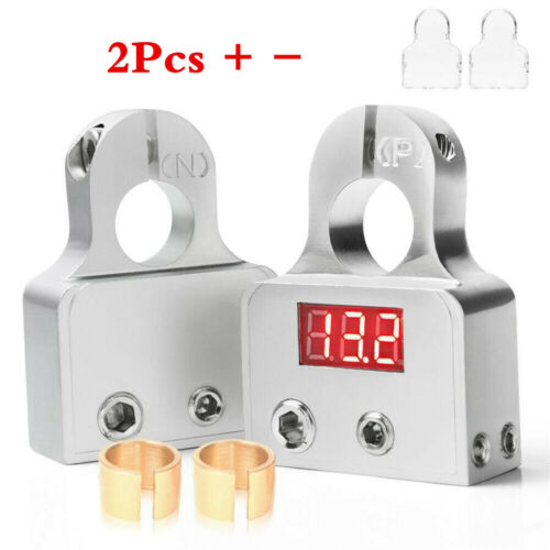 1Pair Vehicle Car Digital Battery Terminal Connectors 0/4/8 Gauge With Voltmeter - Picture 1 of 10