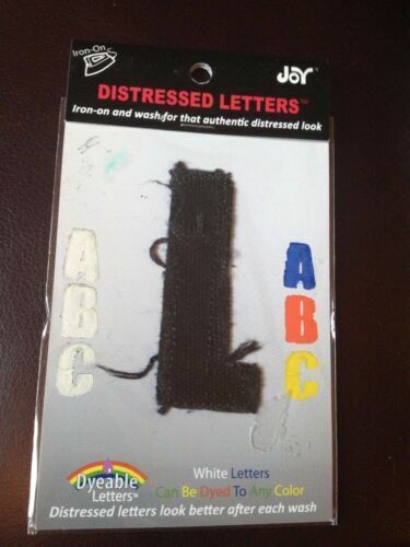 Joy S.A. Iron-On Dyeable Distressed Letters Black L * - Picture 1 of 1