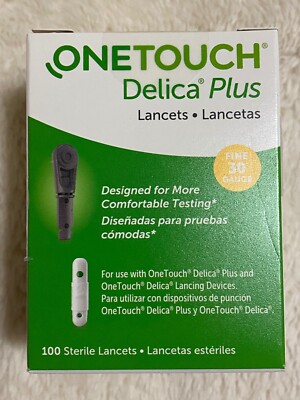 Neu Onetouch Delica Plus Lanzetten Fein 30 Gauge Menge 100 - Ablaufdatum 04/2028
