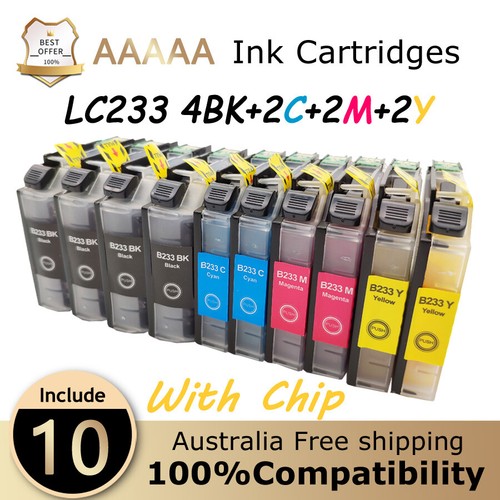 10 Ink Cartridges for Brother LC233 DCPJ4120DW MFCJ4620DW MFCJ5320DW