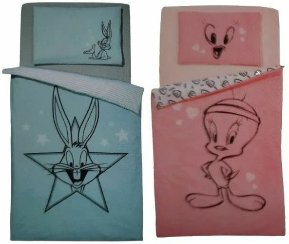 WARNER BROTHERS Looney Tunes Baby Bettwäsche Set 3 teilig 100 x 135 cm Tweety, Bugs Bunny