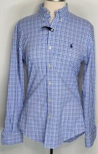 110 RALPH LAUREN Mens SMALL Blue DRESS SHIRT Button Down STRETCH Slim Fit NWT