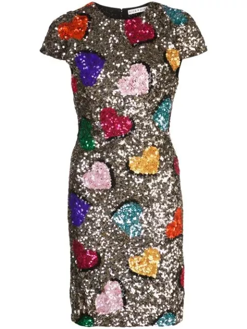 Alice olivia Nat Heart Sequin Mini Dress Size 10 NWOT