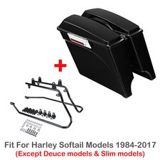 5" Stretched Hard Saddlebags and Conversion Bracket Fit For Harley Softail 84-17