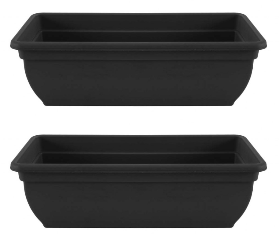 2x Winchester Bellpot Trough Plant Plastic Garden Patio Planter 46cm - Black