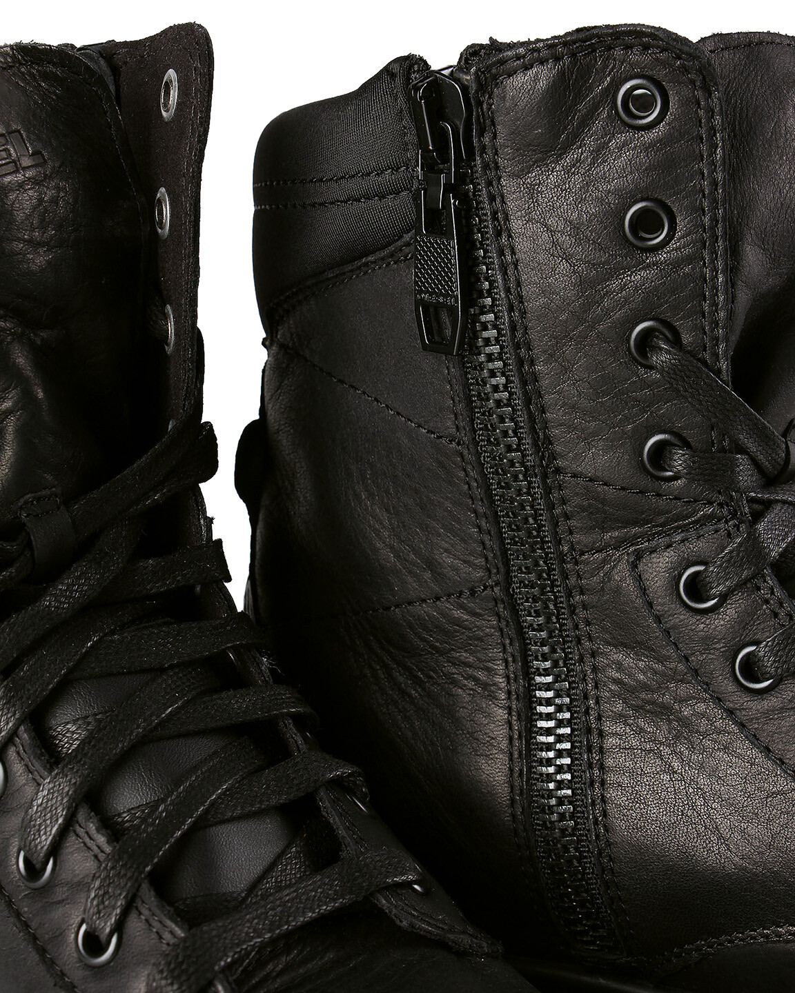 Diesel Mens Black Leather Lace Up Boots SBOULEVARD eBay