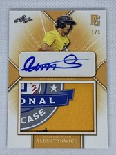 2021 LEAF PERFECT GAME ORANGE ALEX STANWICH LOGO RC PATCH AUTO # 1/3