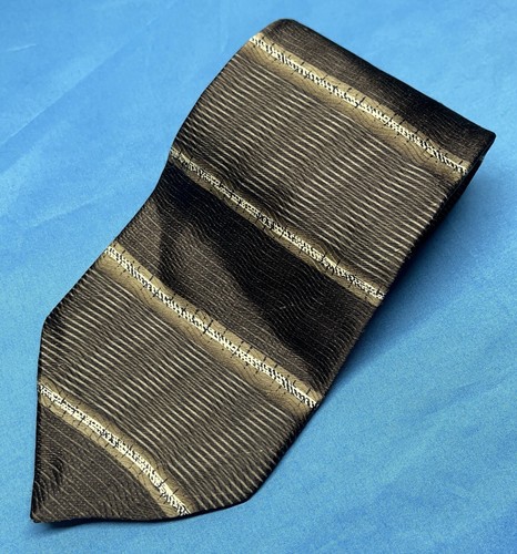 HAGGAR COLLECTION Brown/Tan STRIPES 100% Silk BUSINESS/CHURCH Neck Tie