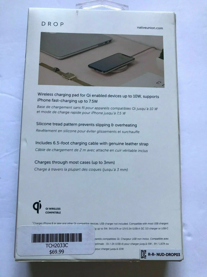 Native Union Drop - Wireless Charger Pad  [Qi Certified] 10W Non Slip - Image 2 of 4