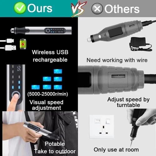 Multifunctional Electric Engraving Pen with 37 Bits, USB Rechargeable Cordless - Picture 12 of 22