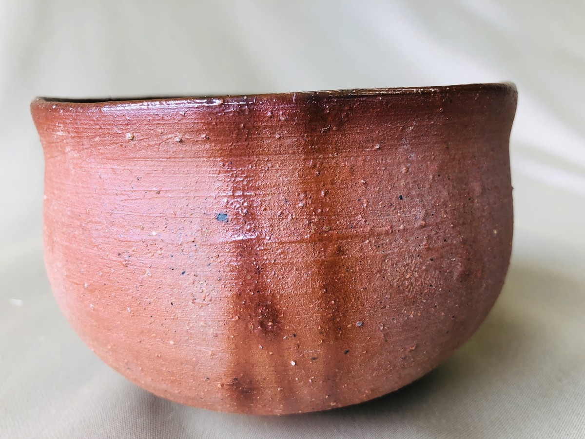 Y4239 CHAWAN Bizen-ware signed box Japan antique tea ceremony