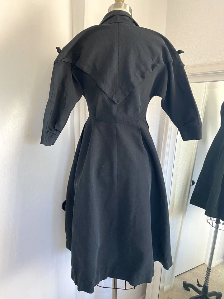 Vestido Abrigo Princesa Art Deco Verdadero Vintage Años 40 1950 con Lazos Ajuste y Acampanado XS Foto 2 de 4