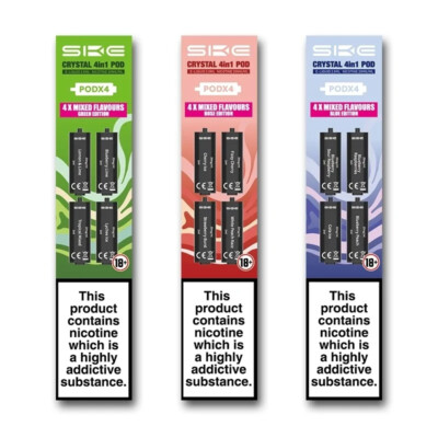 SKE Crystal 4in1 Prefilled Vape Pods 4 Pack 2400 Puff 20mg 2ml Min Purchase  5