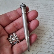 EVERSHARP PORTE MINE STYLO CRAYON ANTIQUE SILVER PLATED 