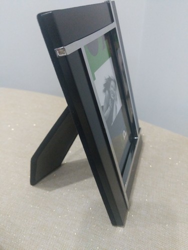 Set Of 2 4x6 metal Photo Picture Frames "Germaine" Black /silver trim Stand/hang - Picture 8 of 12
