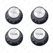 4 Pcs 60s Guitar Reflector Knobs Black/Silver Top Hat Knobs For LP Epiphone SG