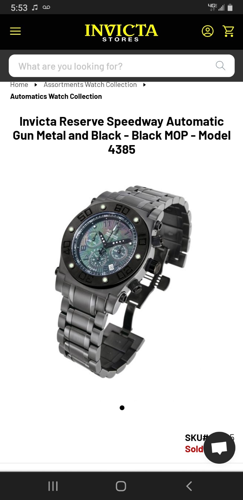 Invicta Automatic Reserve chronograph watch MOP d… - image 2