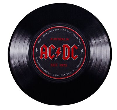 AC/DC Teppich Rund 90 cm Schallplatte Hardrock Music Matte Rug Carpets