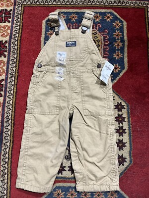 NWT Osh Kosh B gosh Brown Overalls Sz 12 Months New