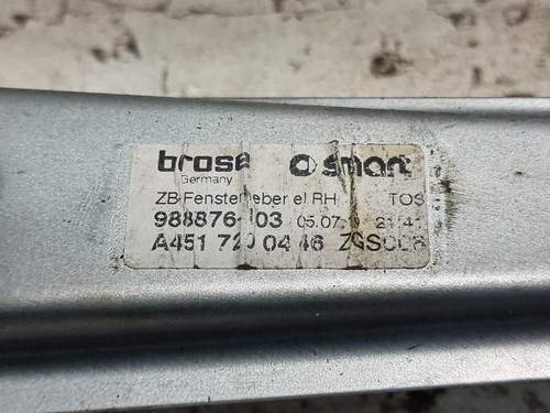 Smart Fortwo Window Motor Regulator Front Right O/S 2010 MK2 451 OEM A4517200446 - Picture 7 of 18