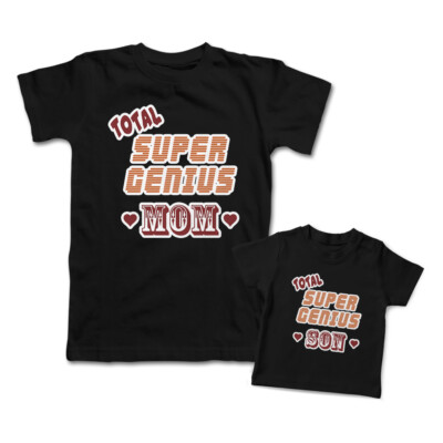 Mommy and Me Outfits Total Super Genius Mom Son Love Heart Cotton Match Clothes