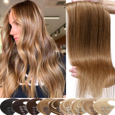 15'' 18'' 20'' 22'' Clip In Remy Real 100% Human Hair Extensions 8pcs Full Head Sale