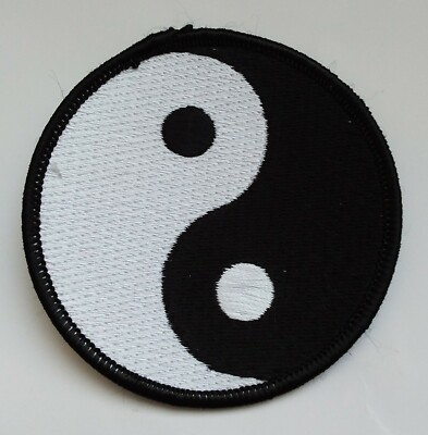 YIN AND YANG PATCH 3'' Cloth Badge Biker Jacket Bag Taijitu 陰陽 Goth Punk Metal