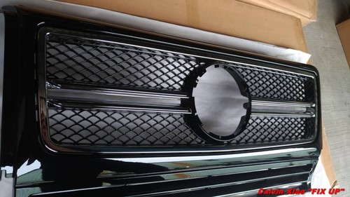 MIT FRONT GRILLE GLOSS BLACK FOR MERCEDES BENZ W463 G-CLASS '1990-'2013 G63 LOOK - Foto 2 di 7