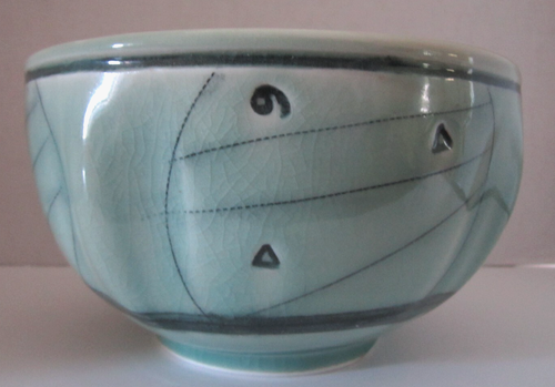 Linda Heisserman Studio Pottery Bowl Green Celadon Crackle Bend, Oregon - Imagen 5 de 10