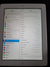 Apple iPad 4th Gen. 16GB, Wi-Fi + Cellular (Unlocked), A1459, 9.7in - White