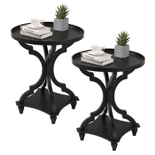 Farmhouse Round Accent End Table Rustic Side Table Nightstands For Living Room W