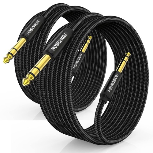 1/4 Inch TRS Instrument Cable 15ft 2Pack [Nylon Braided Shielded], 1/4