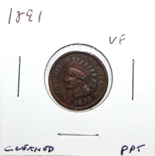 1891 US Indian Head Cent  VF Very Fine Details Full Liberty Free Shipping