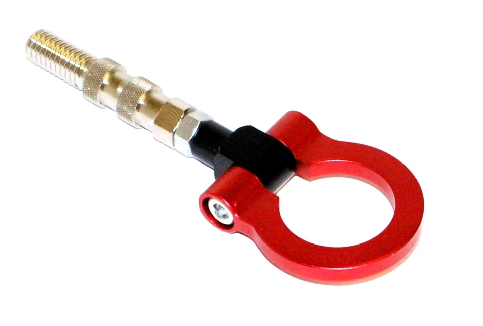 Gancho de remolque de aluminio con tornillo delantero VWGolf GTi Bora Jetta Passat MkIV MkV ROJO Foto 3 de 4