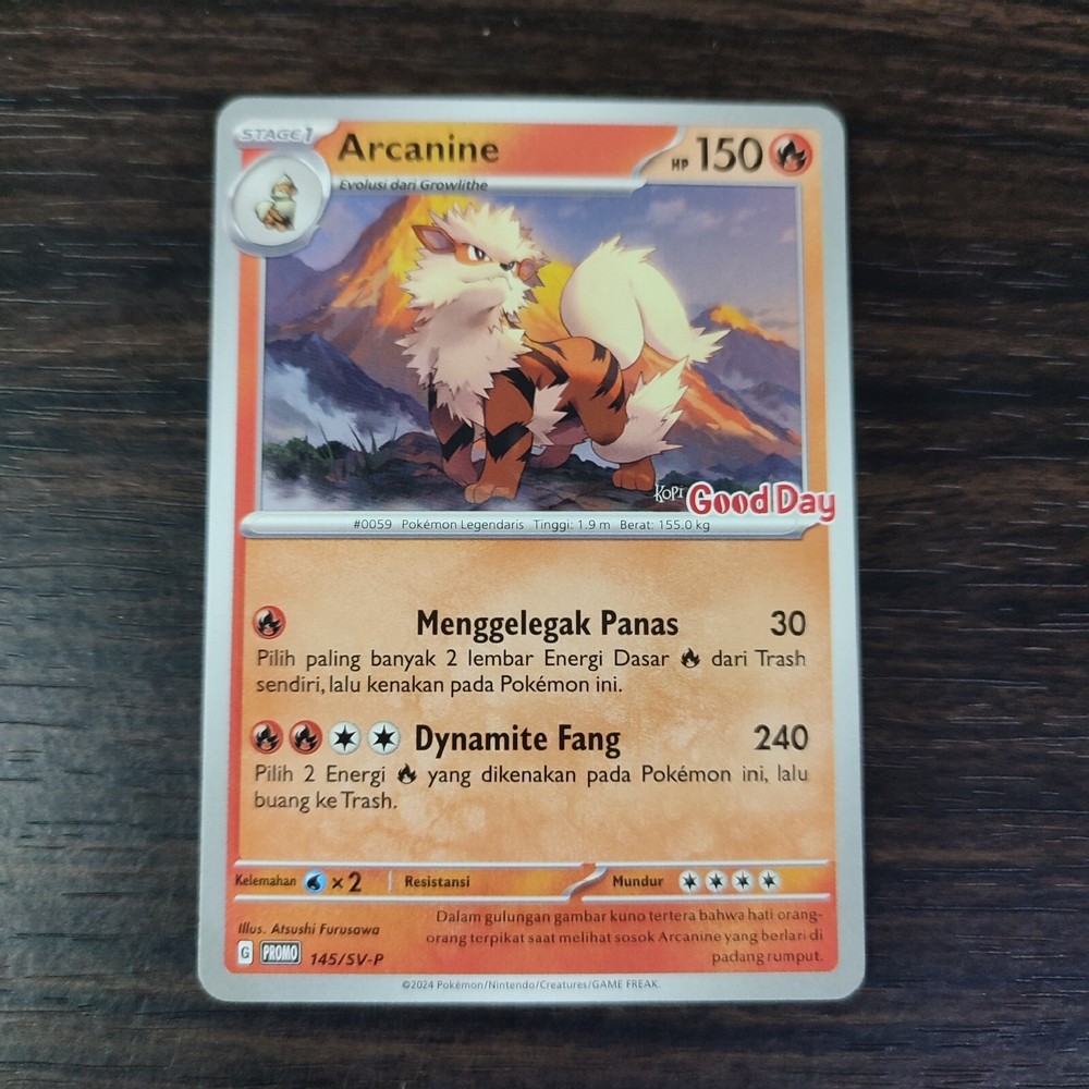 Pokemon Indonesia Good Day Coffee Stamp PROMO Arcanine EX 145/SV-P