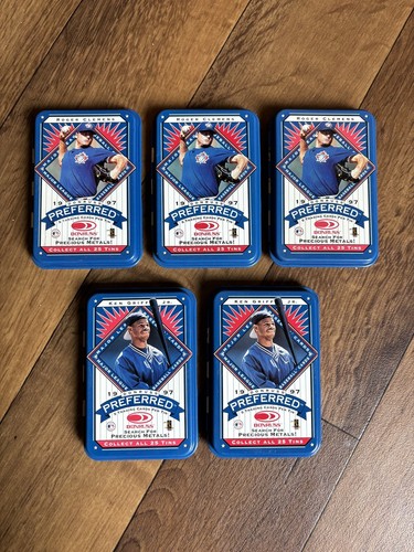 Lattine in metallo vuote Donruss Preferred Ken Griffey Jr e Roger Clemons lotto di 5