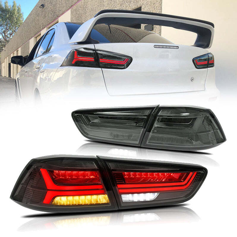 Feux arrière VLAND pour Mitsubishi Lancer avec clignotant dynamique LED défilant noir fumé