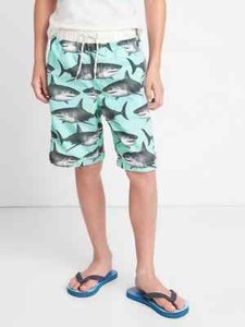 NWT GAP Shark and Waves Swim Shorts Trunks Board Short NEW Dusty Gray 3T 3 Years