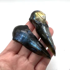 1PC Natural Labradorite Skull Quartz Crystal Hand Carved Reiki Healing