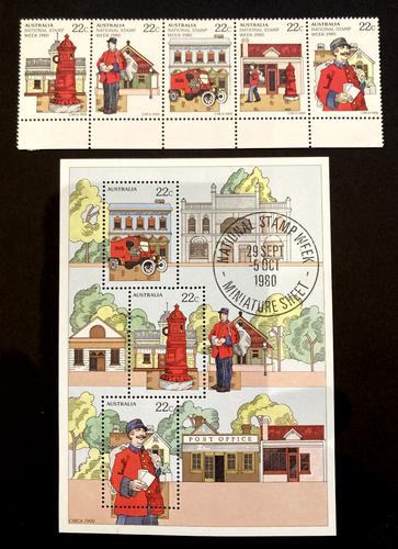Australia - 1998 National Stamp Week Strip of 5 stamps + Mini Sheet Stamps MNH.
