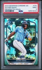 2023 BOWMAN CHROME SAPPHIRE ED PROSPECTS AQUA #157 XAVIER ISAAC 51/99 PSA 9