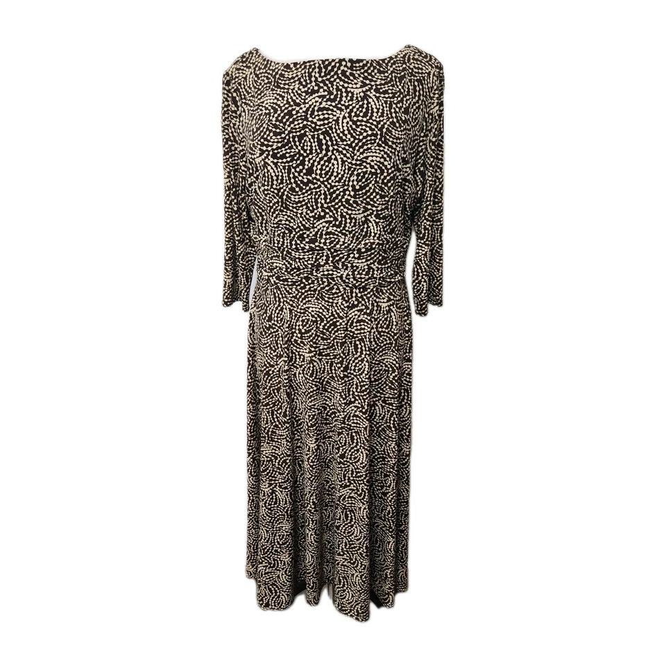 Vestido Positive Attitude Marrón Acanalado Cintura Ajuste Acampanado Talla 16 Cremallera Trasera Tejido MIDI Foto 3 de 4