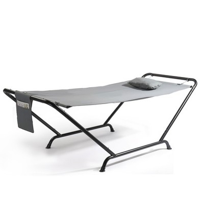 Grey Heavy Duty Hammock with Stand, 600LBS W/Pillow & Bag