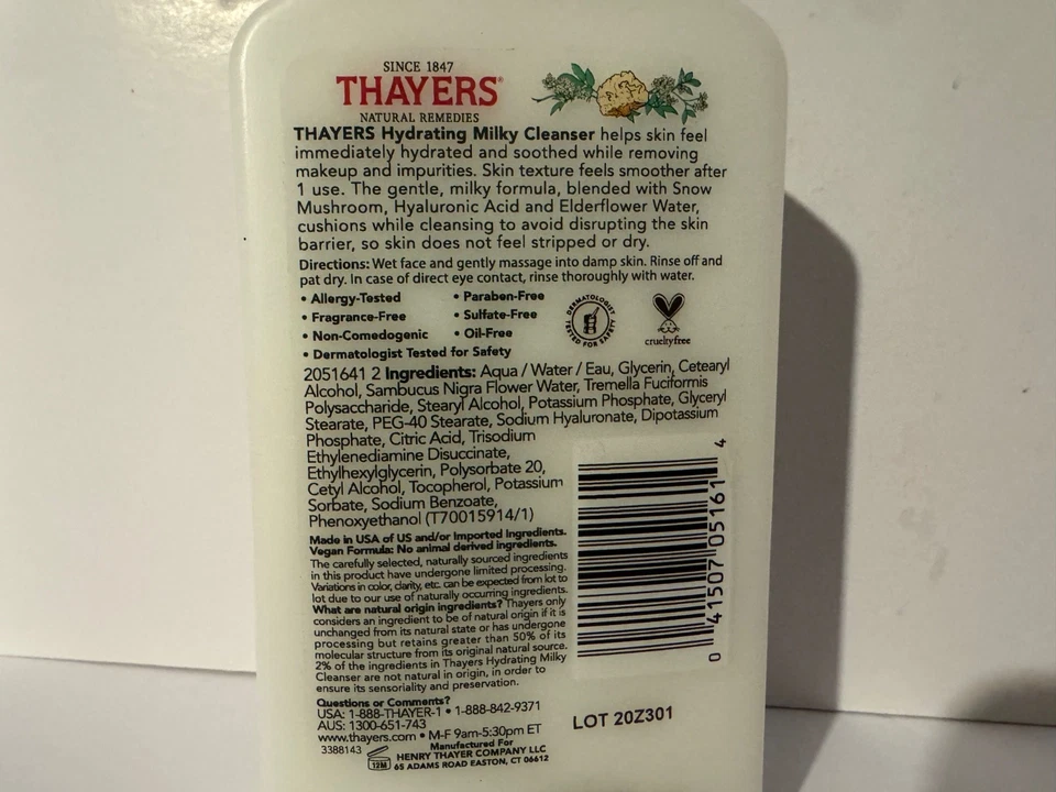 LIMPIADOR LECHOSO HIDRATANTE THAYERS - HONGO NIEVE 8 fl oz - NUEVO Foto 4 de 4