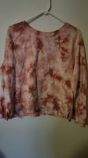 time tru sz L 12 14 womens sweatshirt tye dye rust cropped L Sleeve 24 in L 26